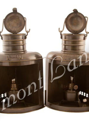 Ships Lantern - Antique Brass Port & Starboard - 11"
