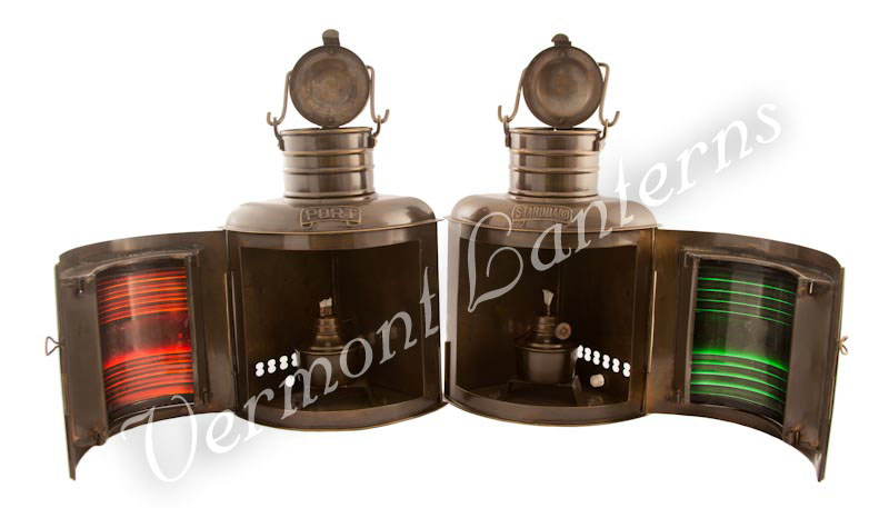 Ships Lantern - Antique Brass Port & Starboard - 11"