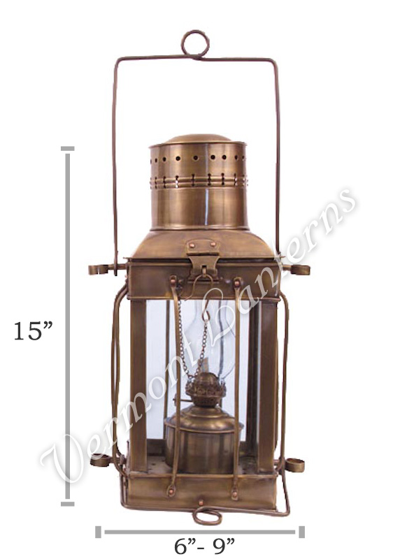 Oil Lamps - Antique Brass Cargo Lamp 15"