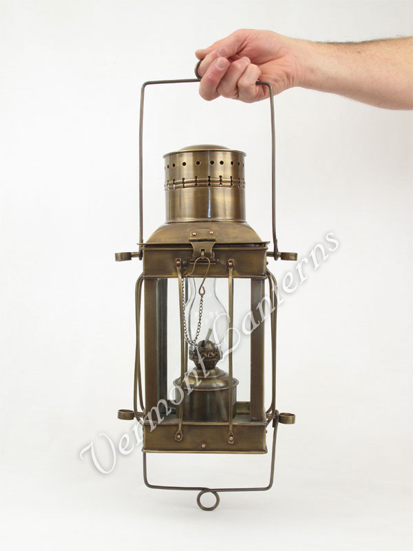 Oil Lamps - Antique Brass Cargo Lamp 15"