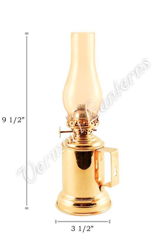 Oil Lanterns - Brass Tavern Mug Lamp - 9.5" Amber Glass