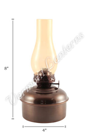 Oil Lamps - Antique Brass "Dorset" Table Lamp - 8" Amber Glass