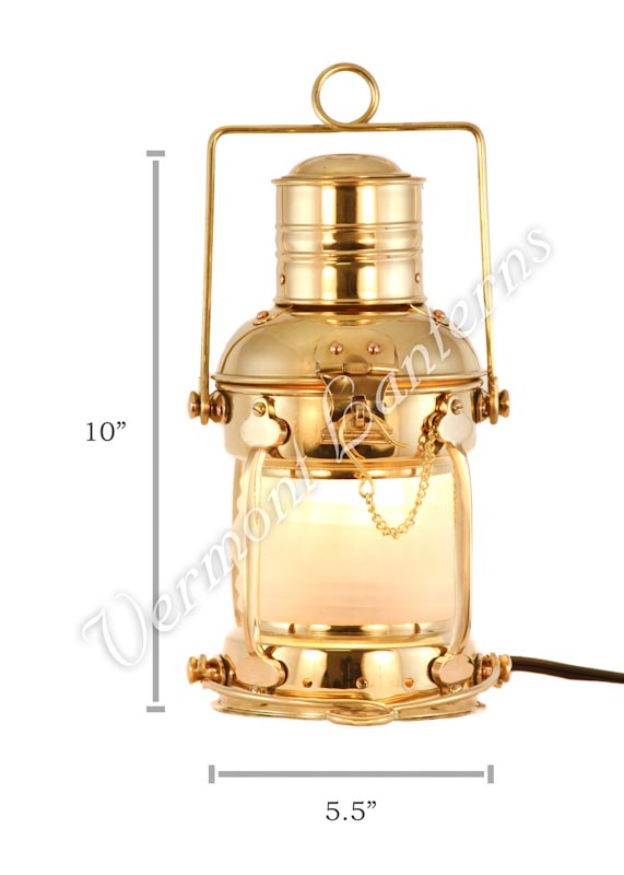 Electric Lantern - Ships Lanterns Brass Anchor Lamp - 10"