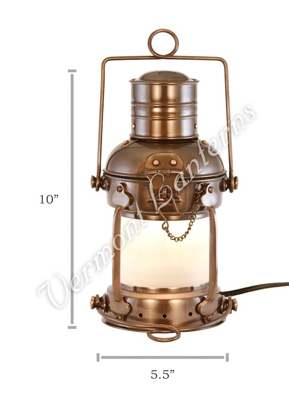 Electric Lantern - Ships Lanterns Antique Brass Anchor Lamp - 10"