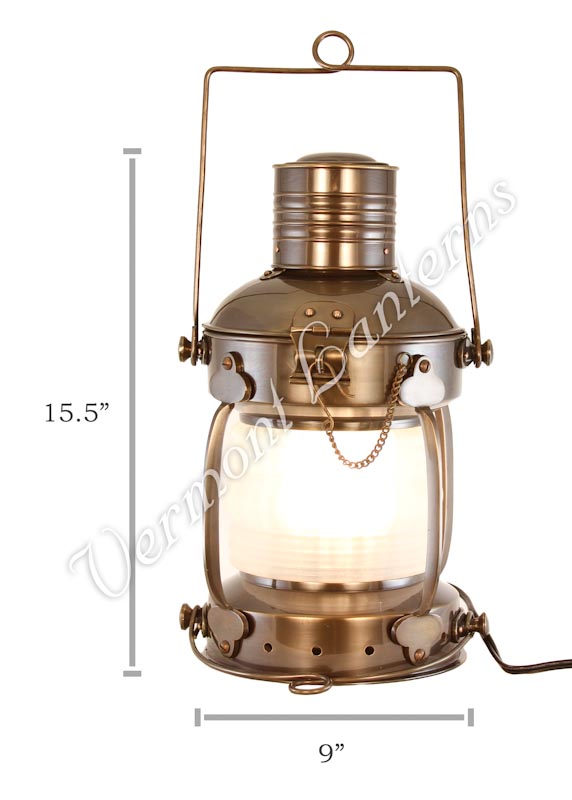 Electric Lantern - Ships Lanterns Antique Brass Anchor Lamp - 15.5"