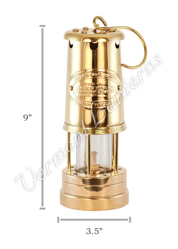 Oil Lantern - Brass Coal Miners Lamp - 9"