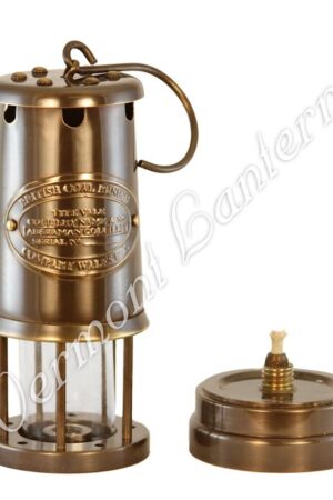 Oil Lantern - Antique Brass Coal Miners Lamp - 9"