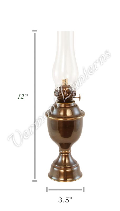 Yacht Lamp - Gimbaled Antique Brass Lantern with Smoke Bell - 12"