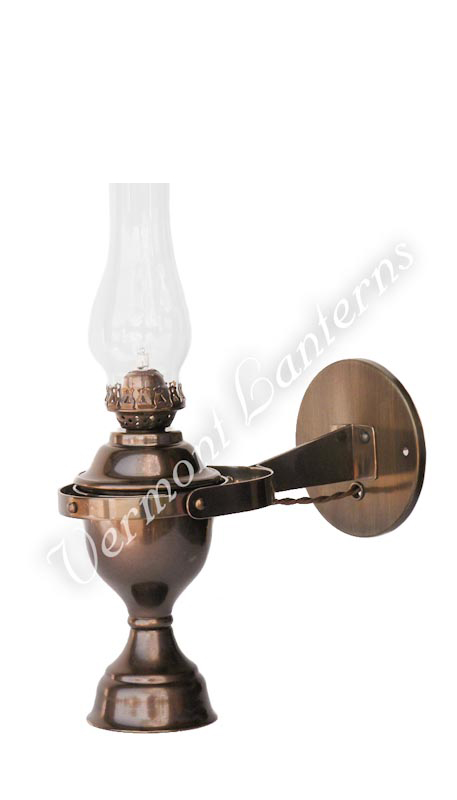 Electric Yacht Lamp - Gimbaled Antique Brass 12/24 volt Marine 12"