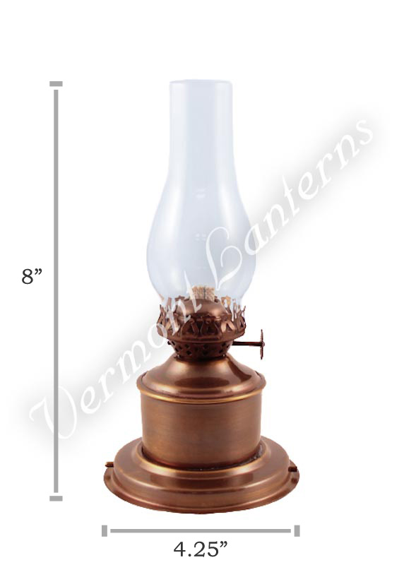 Oil Lamp Antique Brass Tanks - 8"